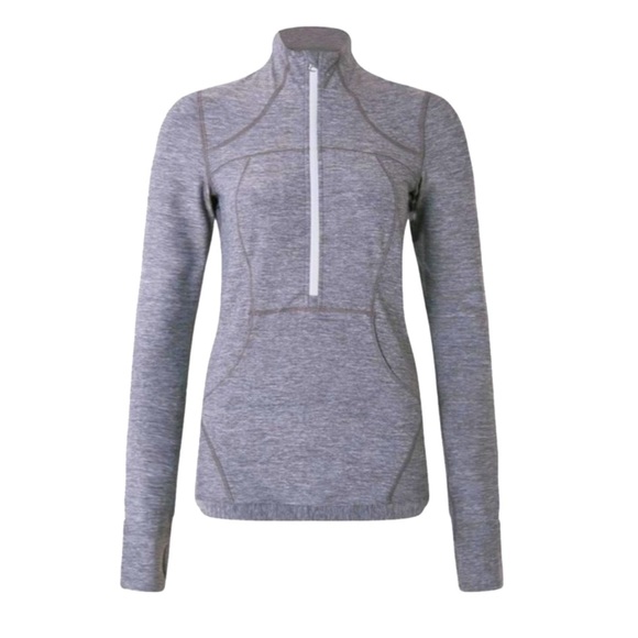 Heathered Grey Define Pullover Slate Half Zip Running Activewear Top Size 6 - Picture 1 of 4
